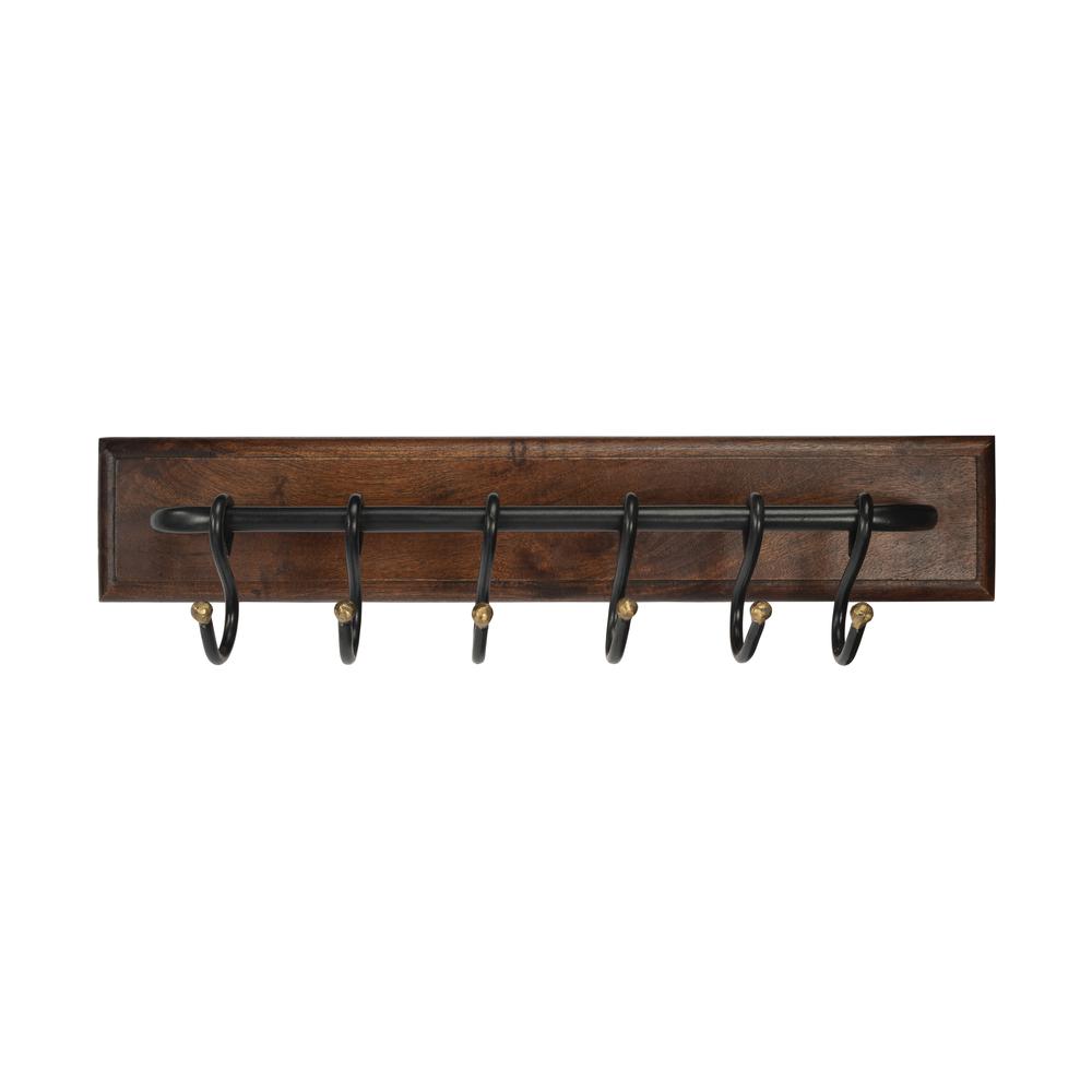 Glendo Iron & Wood Wall Rack, Medium Brown