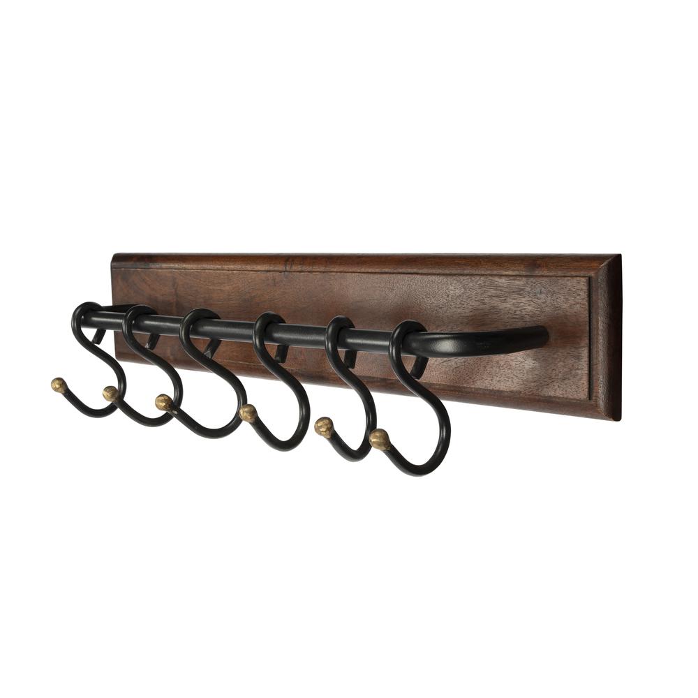 Glendo Iron & Wood Wall Rack, Medium Brown