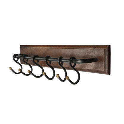 Glendo Iron & Wood Wall Rack, Medium Brown