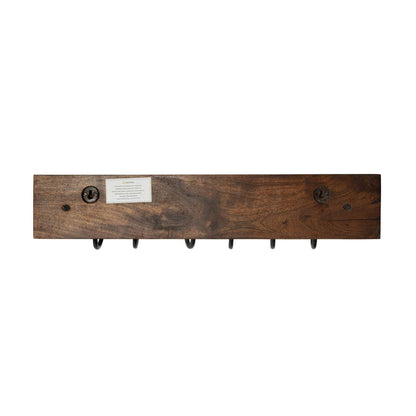 Glendo Iron & Wood Wall Rack, Medium Brown