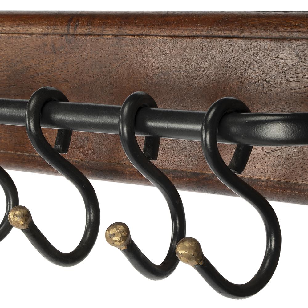 Glendo Iron & Wood Wall Rack, Medium Brown