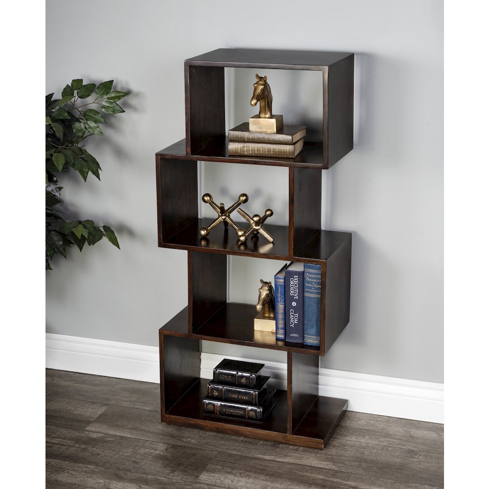 Stockholm 4 Shelf 21.5"W Etagere Bookshelf, Dark Brown
