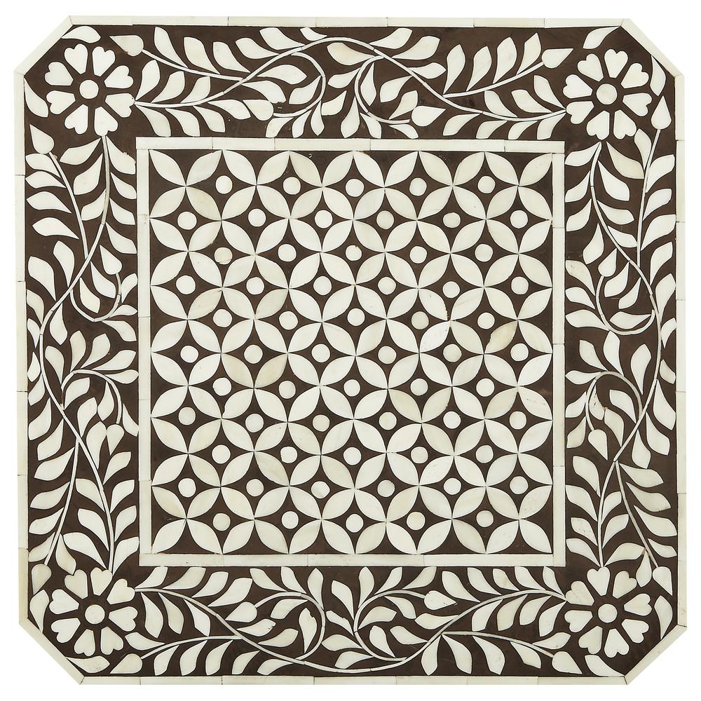 Amelia Bone Inlay Side Table, Light Brown