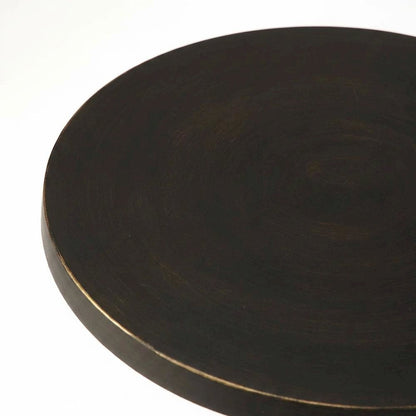 Round Metal End Table, Distressed Traditional Side Table for Living Room