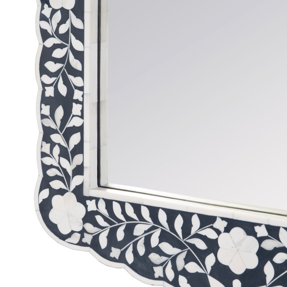 Vivienne 20 in. W x 28 in. H Bone Inlay Vertical Accent Wall Mirror, Navy Blue