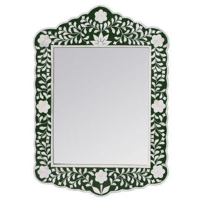 Vivienne 20 in. W x 28 in. H Bone Inlay Vertical Accent Wall Mirror, Green