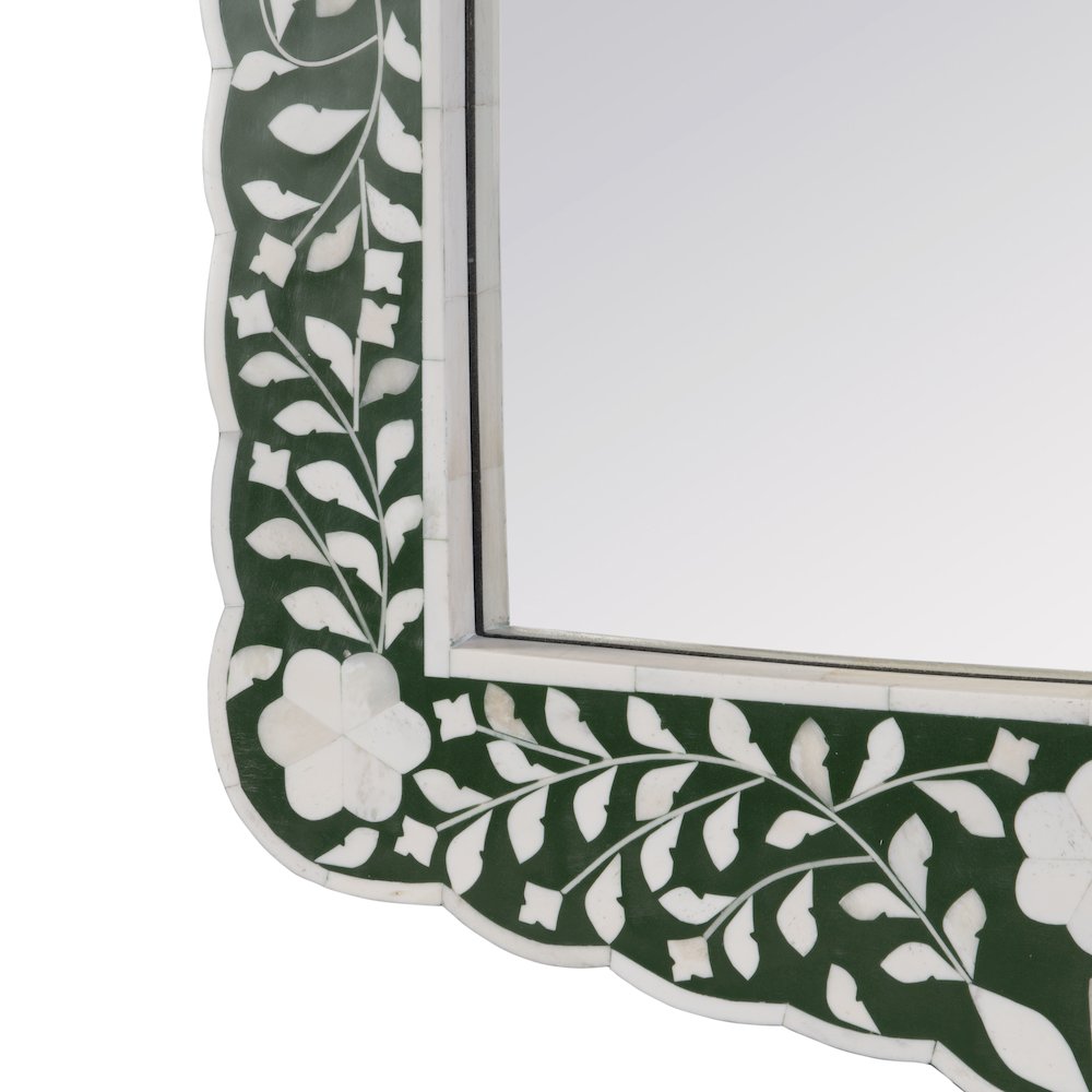Vivienne 20 in. W x 28 in. H Bone Inlay Vertical Accent Wall Mirror, Green