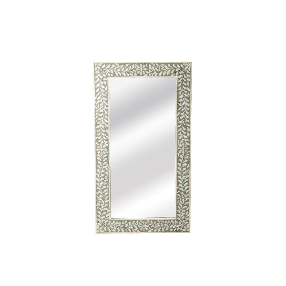 Vivienne Rectangular Bone Inlay Wall Mirrored, Gray