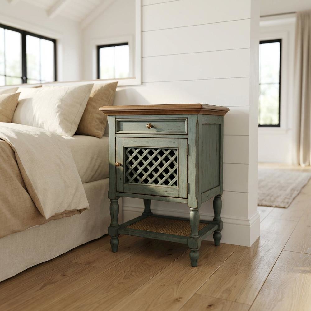 Rustic Nightstand with Drawer, Traditional Wood Side Table for Bedroom
