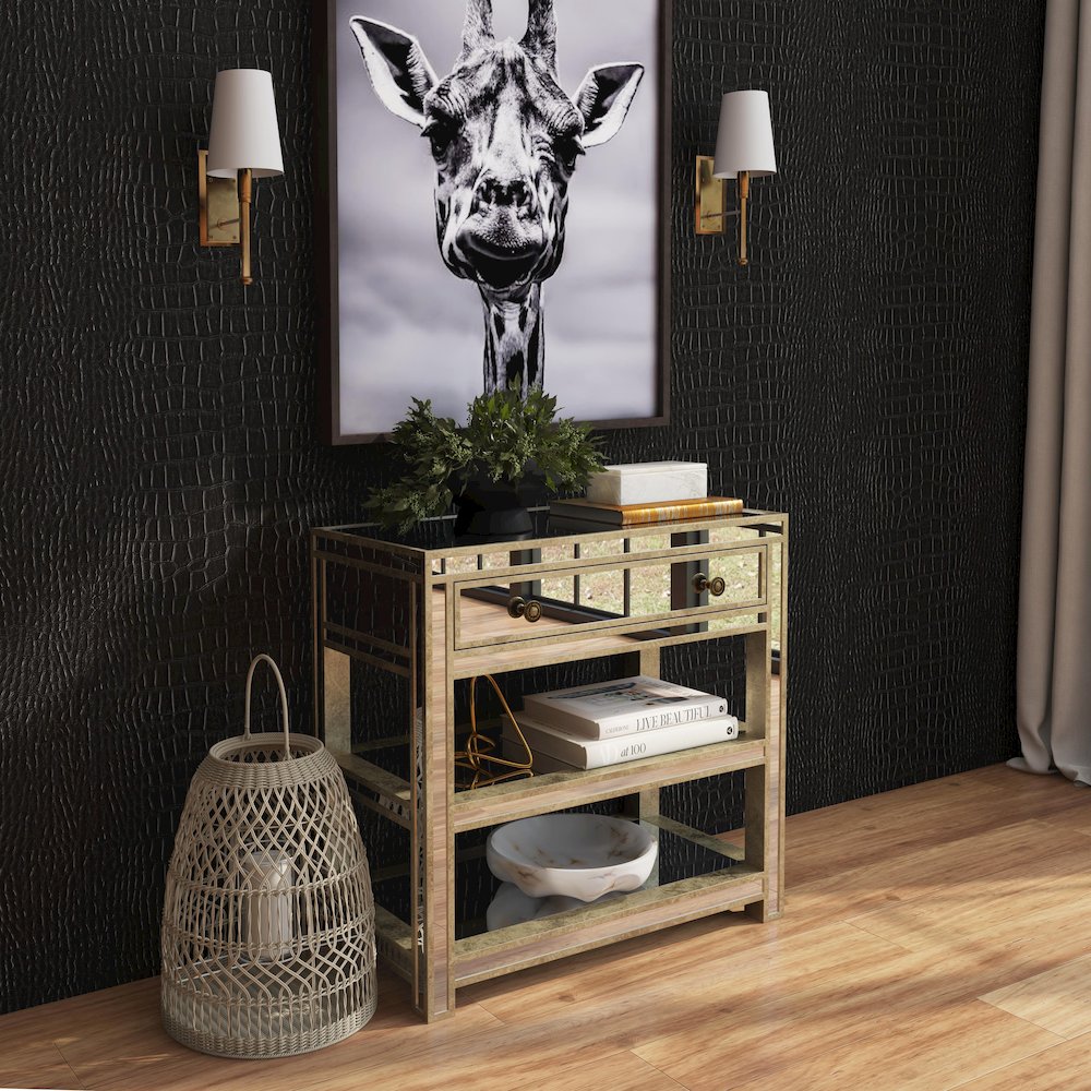Miranda Mirrored Console Table, Gold, Silver