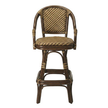 Rattan Bar Stool with Full Back, Transitional Counter Stool for Kitchen