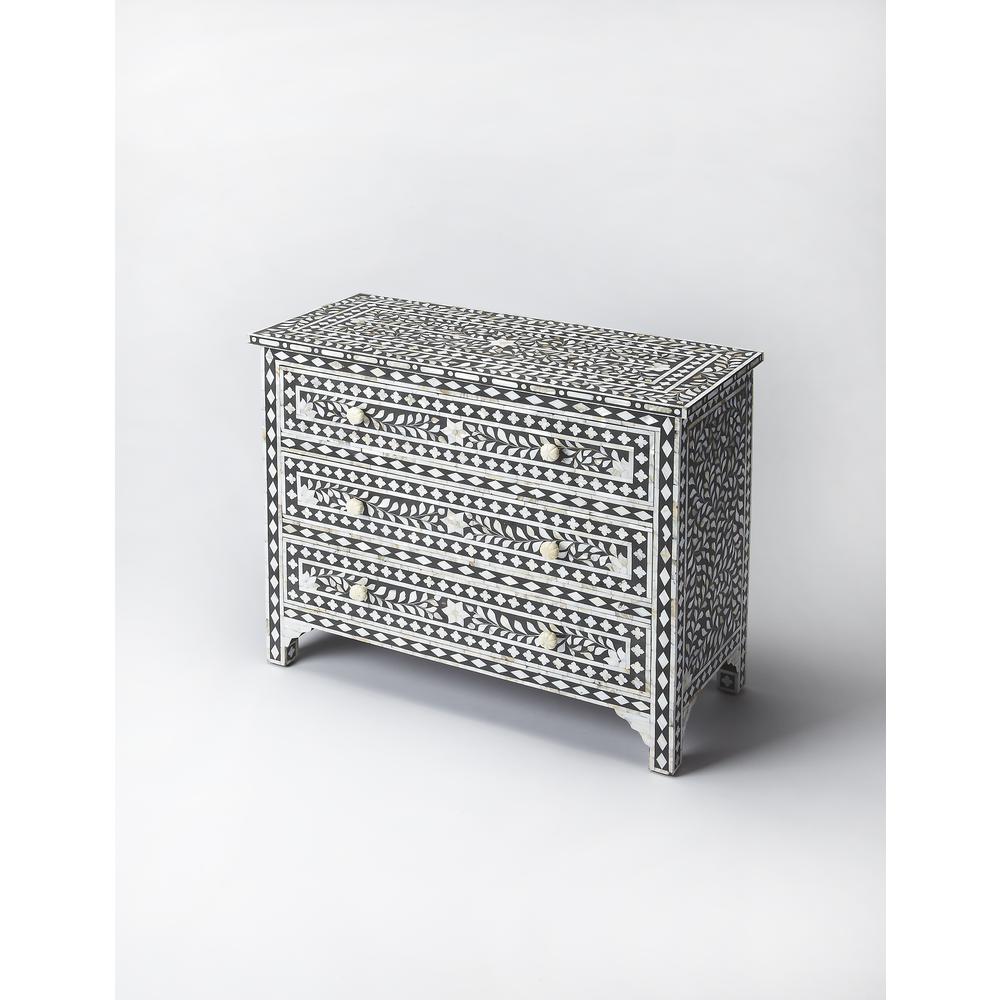Vivienne Mother Of Pearl Drawer Chest, Black
