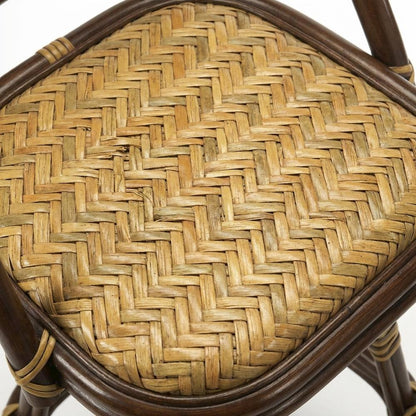 Rattan Bar Stool with Full Back, Transitional Counter Stool for Kitchen