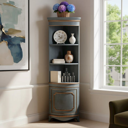Dowling 24 in W x 73 in H Quarter Round Corner Cabinet, Pastel Blue