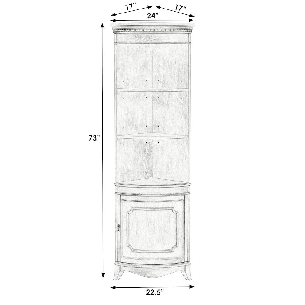Dowling 24 in W x 73 in H Quarter Round Corner Cabinet, Pastel Blue