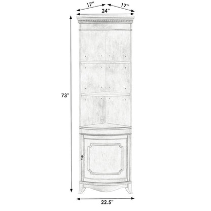 Dowling 24 in W x 73 in H Quarter Round Corner Cabinet, Pastel Blue