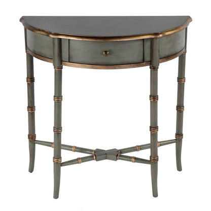 31 in. W Specialty Demilune Shape Wood 1 Drawer Console Table, Pastel Green