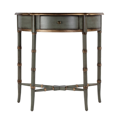 31 in. W Specialty Demilune Shape Wood 1 Drawer Console Table, Pastel Green