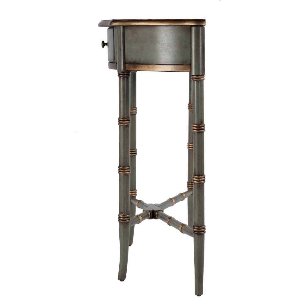 31 in. W Specialty Demilune Shape Wood 1 Drawer Console Table, Pastel Green