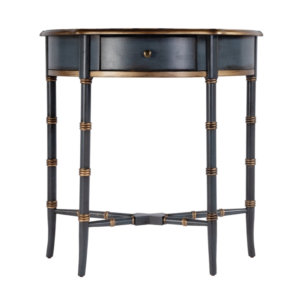 31 in. W Specialty Demilune Shape Wood 1 Drawer Console Table, Pastel Blue