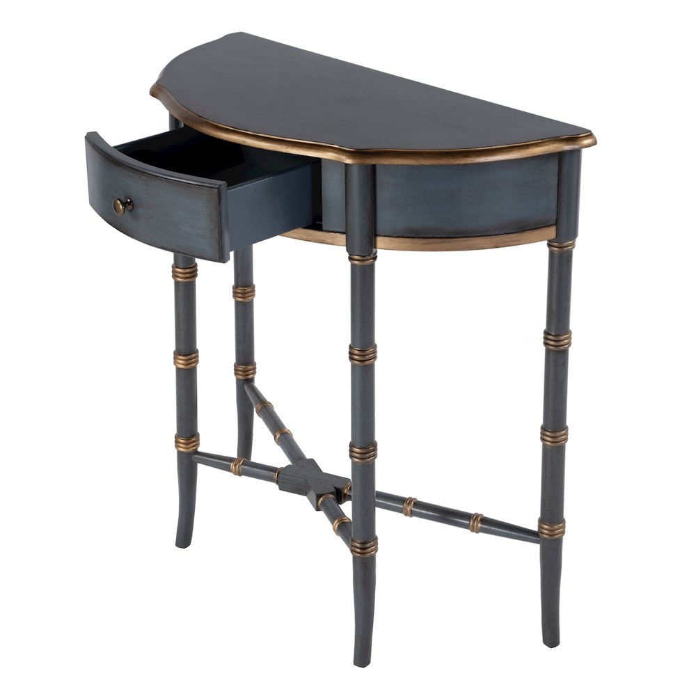 31 in. W Specialty Demilune Shape Wood 1 Drawer Console Table, Pastel Blue