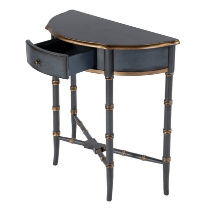 31 in. W Specialty Demilune Shape Wood 1 Drawer Console Table, Pastel Blue