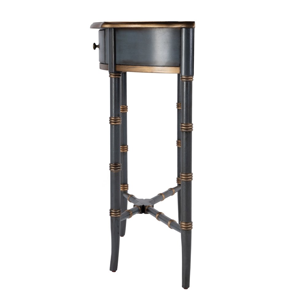 31 in. W Specialty Demilune Shape Wood 1 Drawer Console Table, Pastel Blue