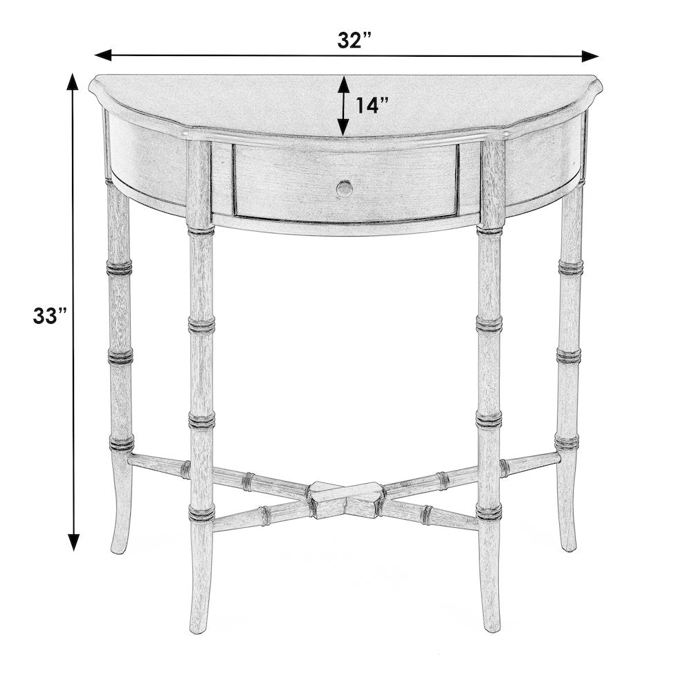 31 in. W Specialty Demilune Shape Wood 1 Drawer Console Table, Pastel Blue