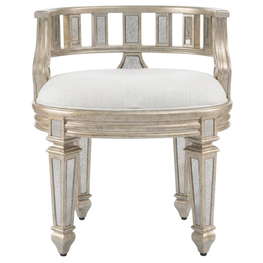 Mirrored Vanity Stool, Modern Oval Accent Seat for Bedroom Dressing Table