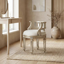 Mirrored Vanity Stool, Modern Oval Accent Seat for Bedroom Dressing Table