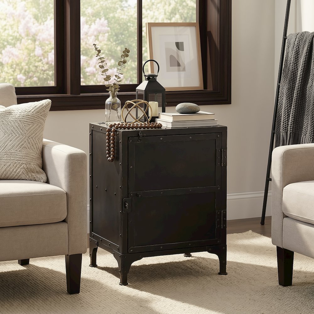Owen Industrial End Table, Black