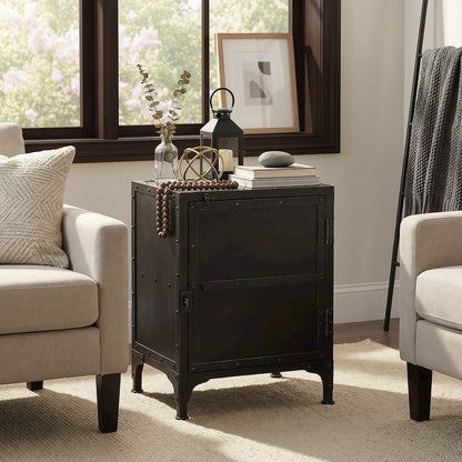 Owen Industrial End Table, Black