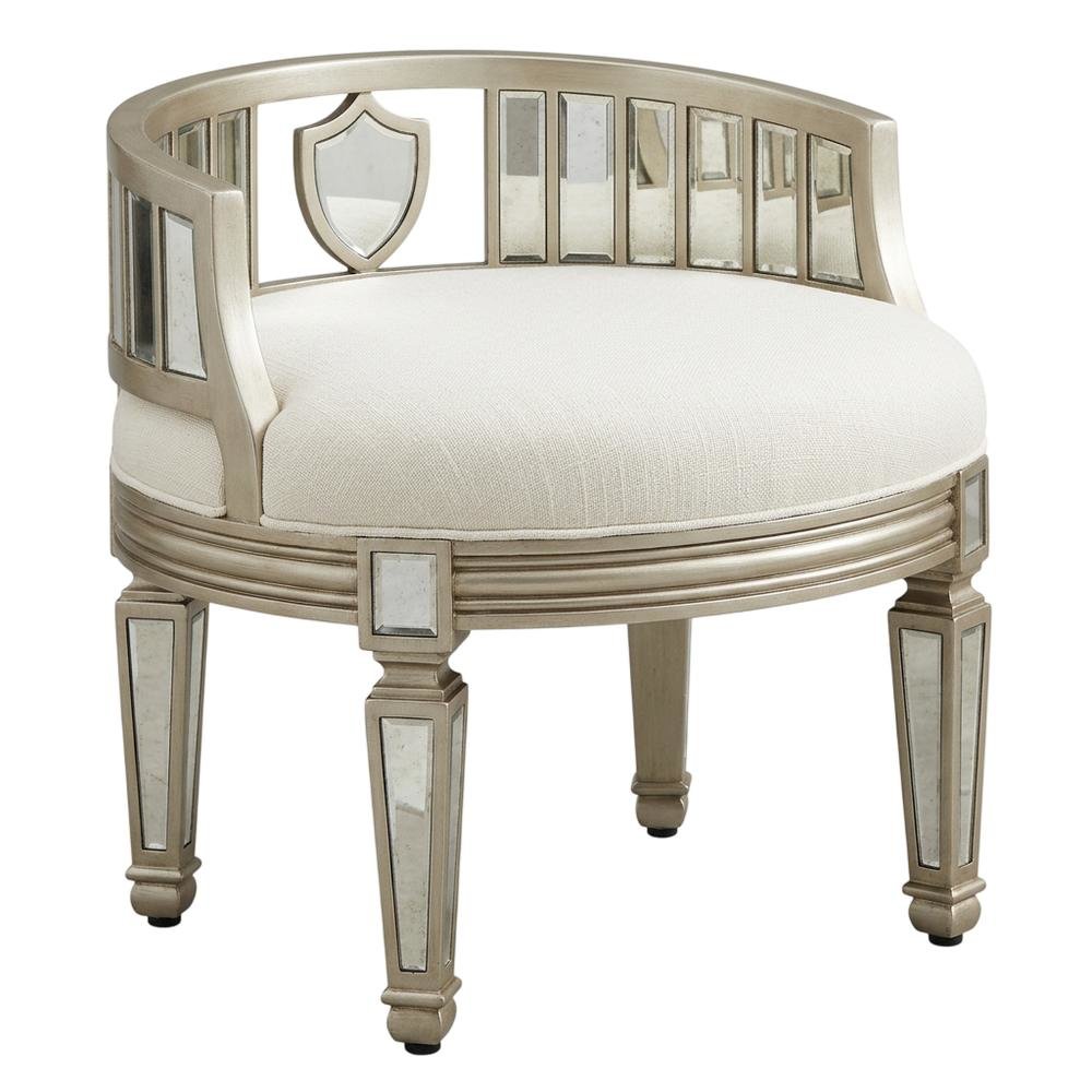 Mirrored Vanity Stool, Modern Oval Accent Seat for Bedroom Dressing Table