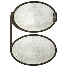 Oval Mirror Top Metal Side Table, Modern Accent End Table for Living Room