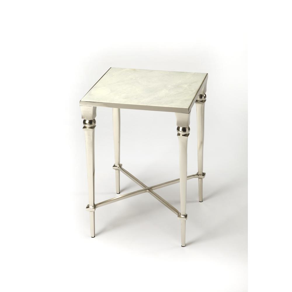 Darrieux Marble Side Table, Silver