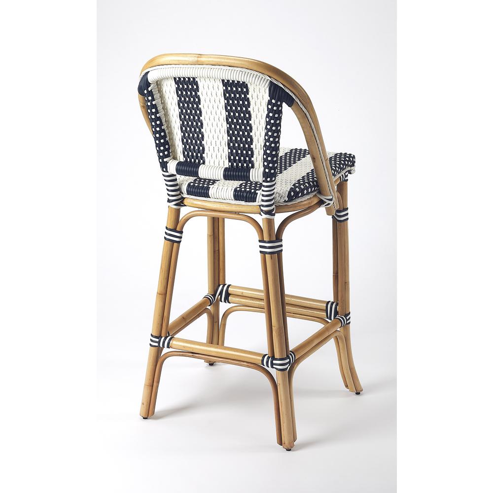 Lila Rattan 28" Bar Stool, Blue