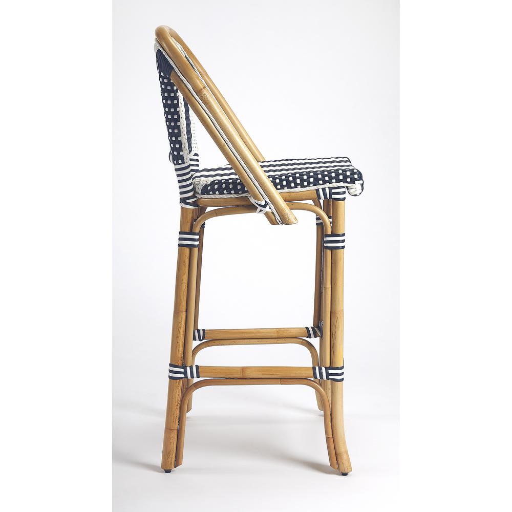 Lila Rattan 28" Bar Stool, Blue