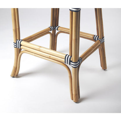 Lila Rattan 28" Bar Stool, Blue