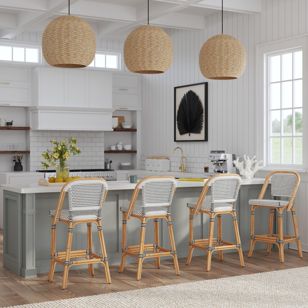 Lila Rattan 28 in. Seat Height Bar Stool with Back and Footrest