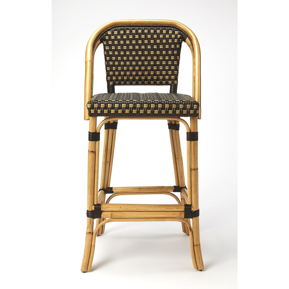 Lila Rattan 28" Bar Stool, Dark Brown
