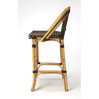Lila Rattan 28" Bar Stool, Dark Brown
