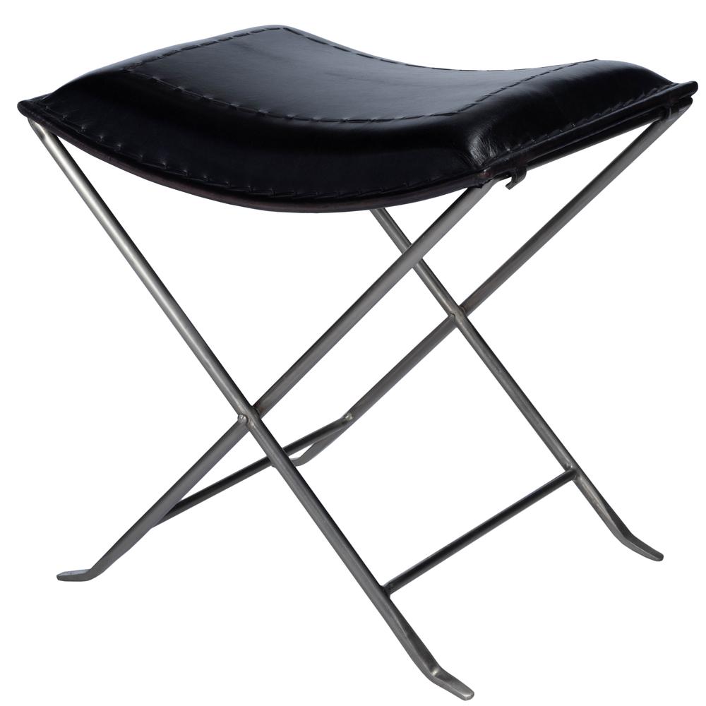 Melton Leather 21.5"W Stool, Black
