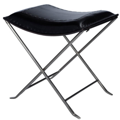 Melton Leather 21.5"W Stool, Black