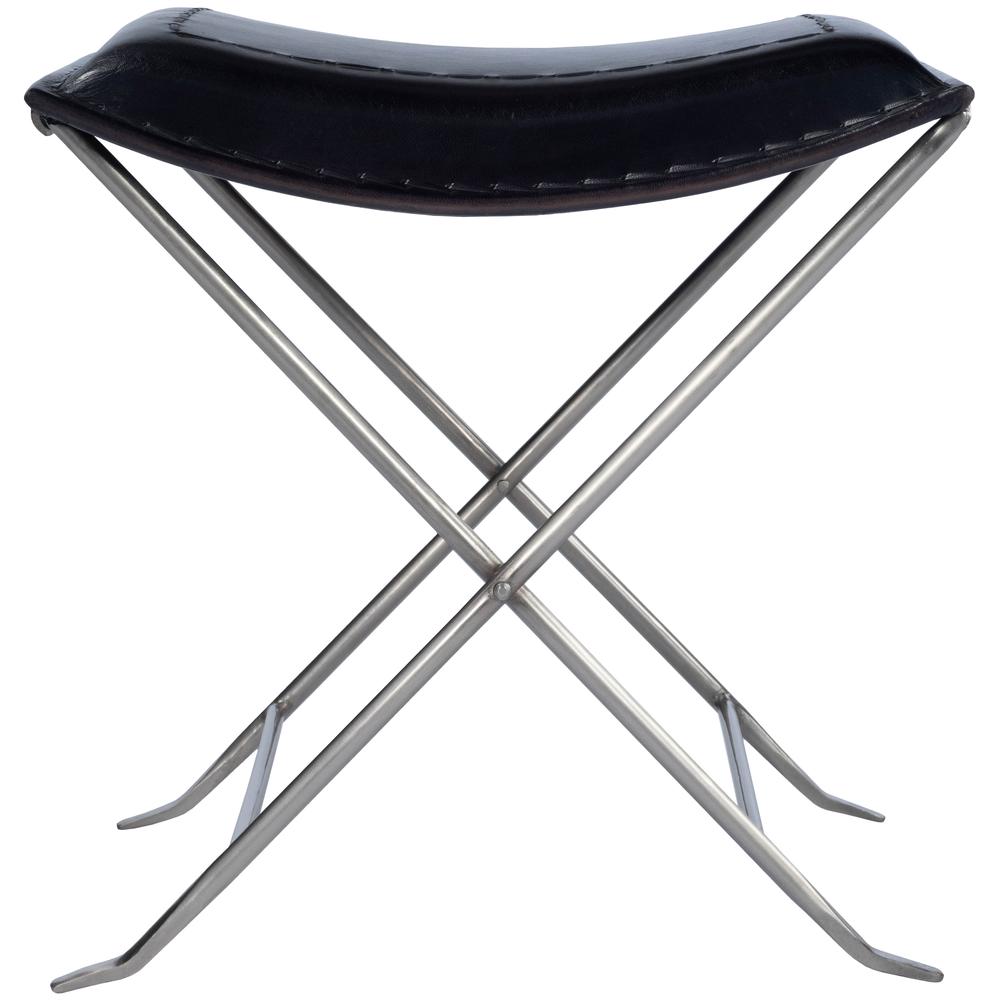 Melton Leather 21.5"W Stool, Black