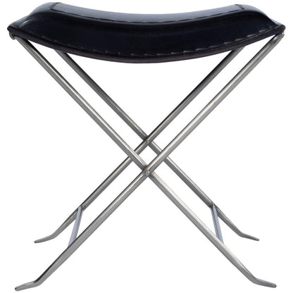 Melton Leather 21.5"W Stool, Black