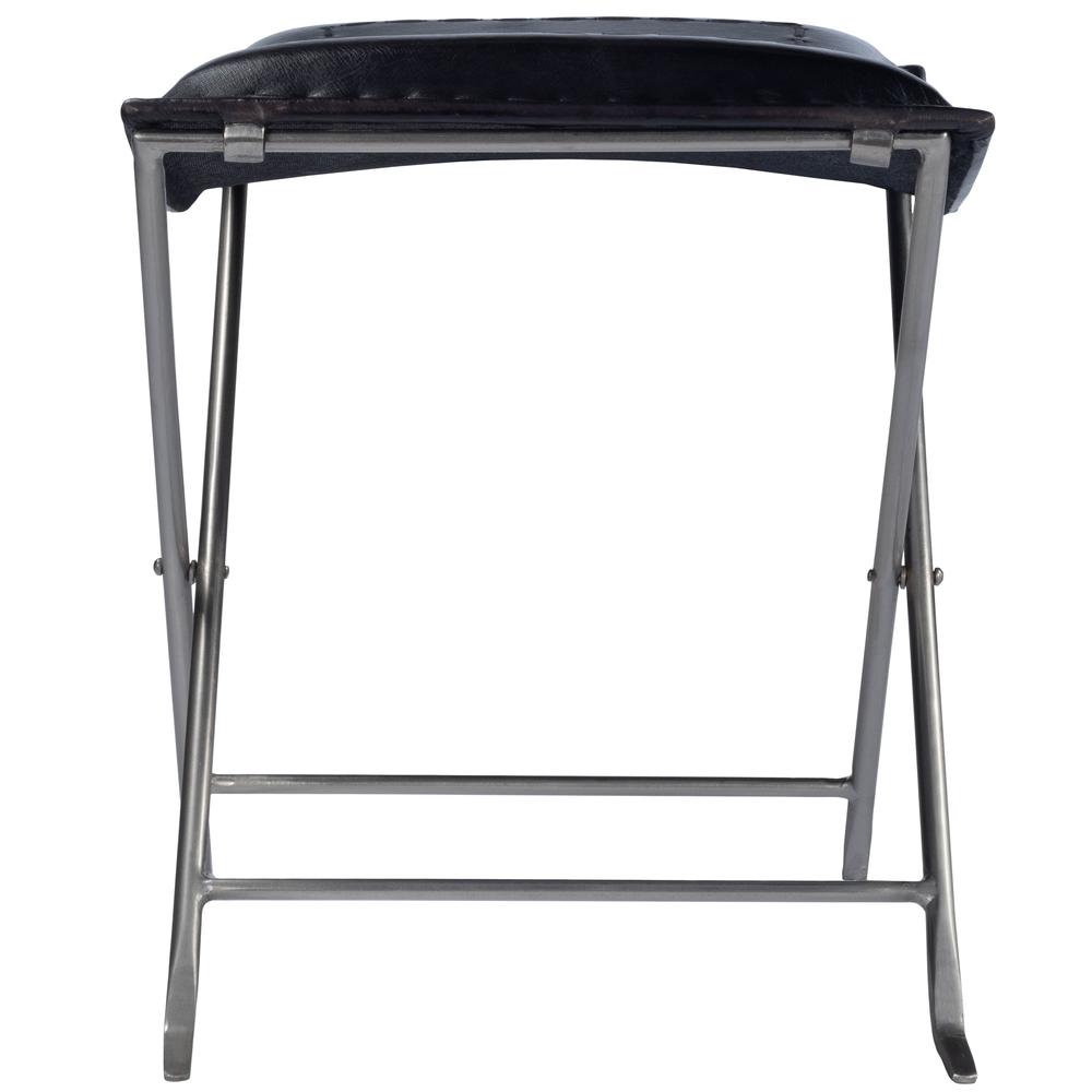 Melton Leather 21.5"W Stool, Black