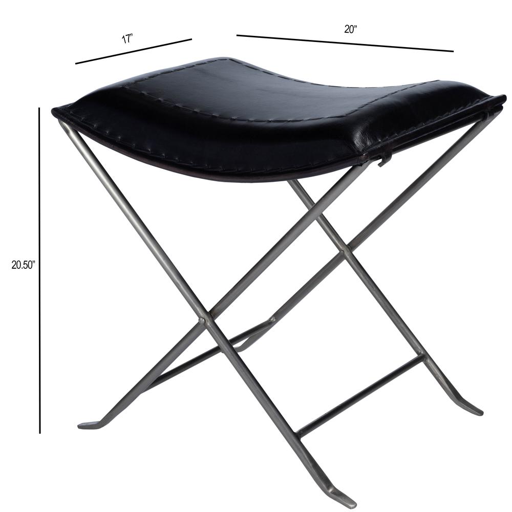 Melton Leather 21.5"W Stool, Black