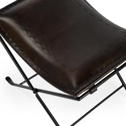 Melton Leather 21.5"W Accent Stool, Dark Brown