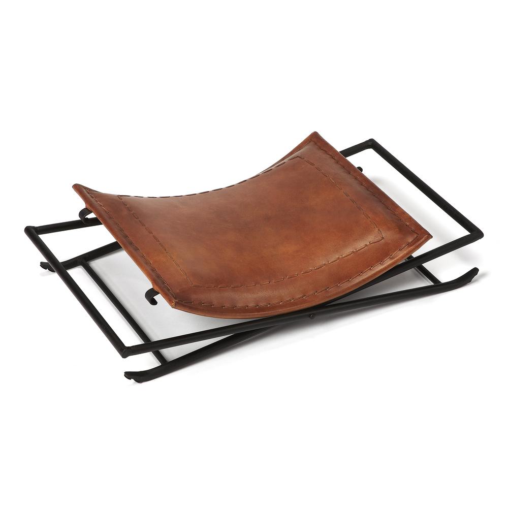 Melton Leather 21.5"W Stool, Medium Brown