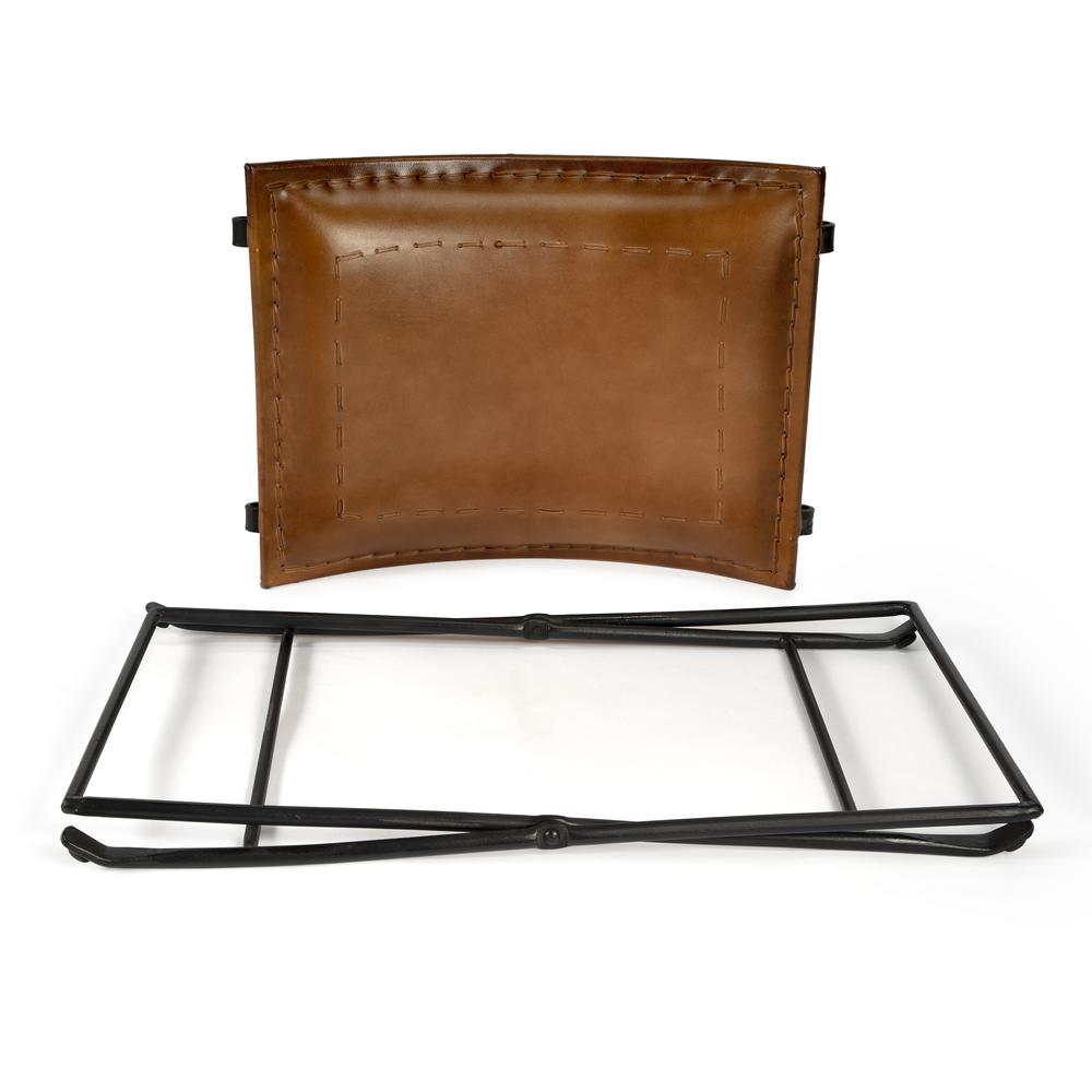 Melton Leather 21.5"W Stool, Medium Brown